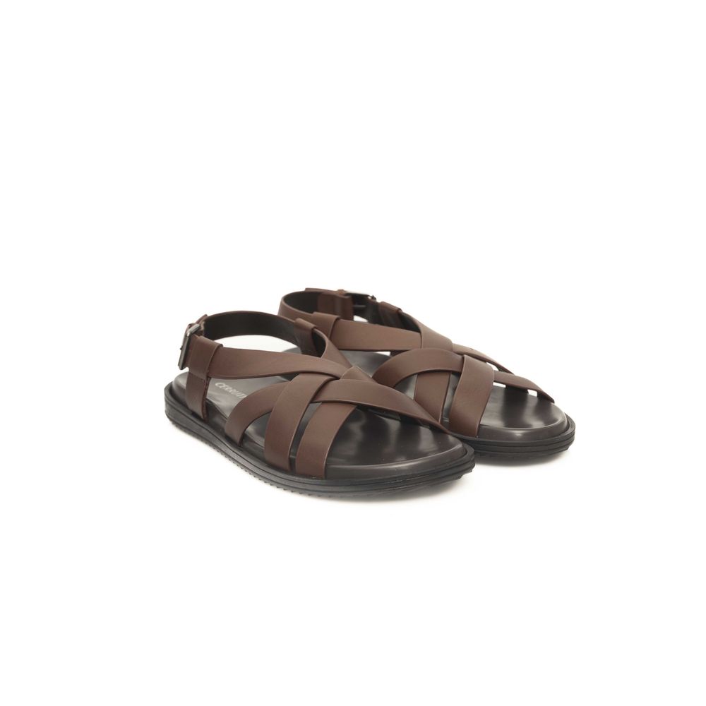 Cerruti 1881 Brown Leather Men Sandal