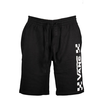 Vans Black Cotton Pant, elastic waist shorts with lace, fleece, 3 pockets, print logo on side.
