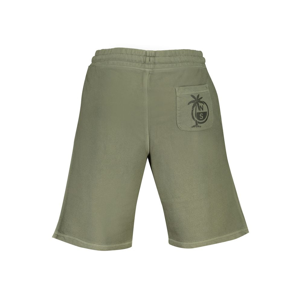 Back view of North Sails Green Cotton Pant with elastic waist and logo print on pocket.