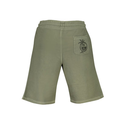 Back view of North Sails Green Cotton Pant with elastic waist and logo print on pocket.