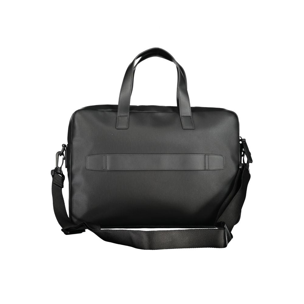 Tommy Hilfiger Black Polyester Accessory briefcase with handles and shoulder strap.
