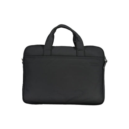 Tommy Hilfiger Black Polyester Accessory with dual handles, adjustable strap, and multiple compartments.
