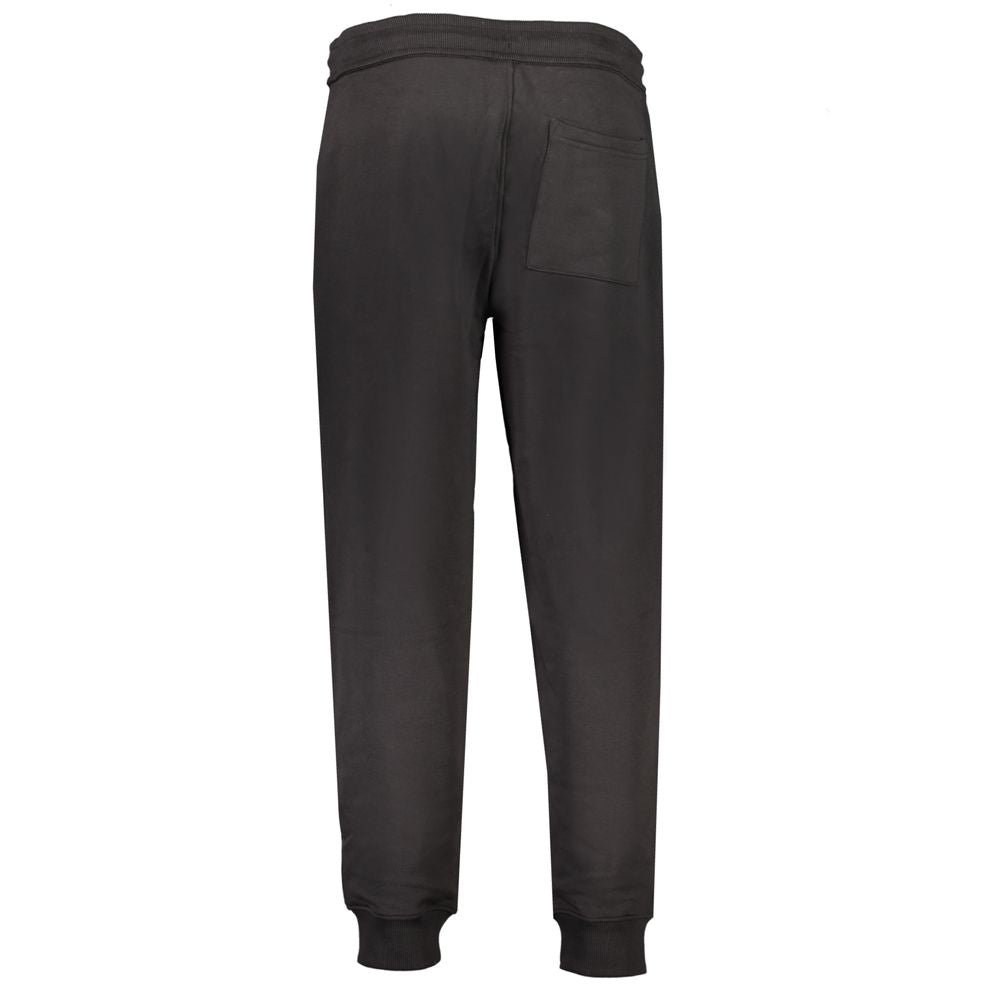Calvin Klein Black Cotton Pant, sports trousers with brushed elastic waist, ankle cuff, and three pockets, featuring the logo.