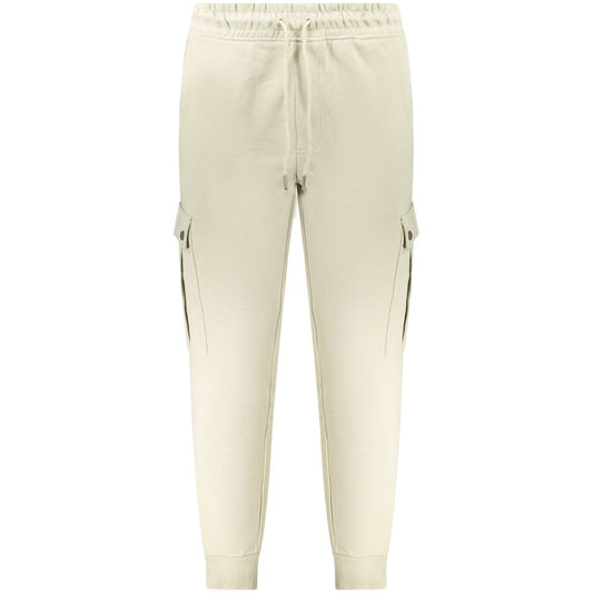 Hugo Boss Beige Cotton Pant with elastic waist, ankle cuff, brushed fabric, two side pockets, organic cotton.