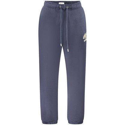 Guess Jeans Blue Cotton Pant with elastic waist, laces, 3 pockets, elastic ankle, and logo print. Perfect sports trousers.