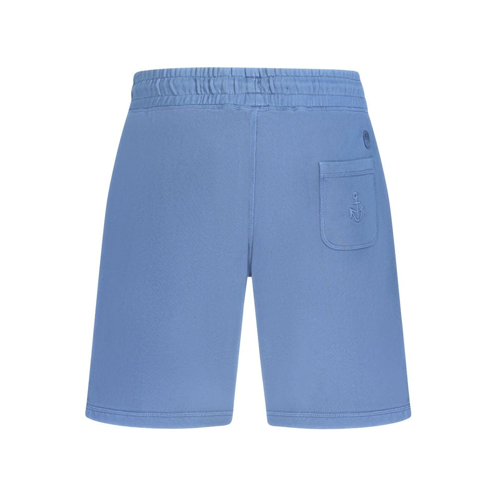 North Sails Blue Cotton Pant with brushed shorts, three pockets, elastic waist, laces, and embroidered logo