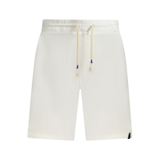 Front view of North Sails White Cotton Pant featuring elastic waist with laces, 3 pockets, and logo detail.