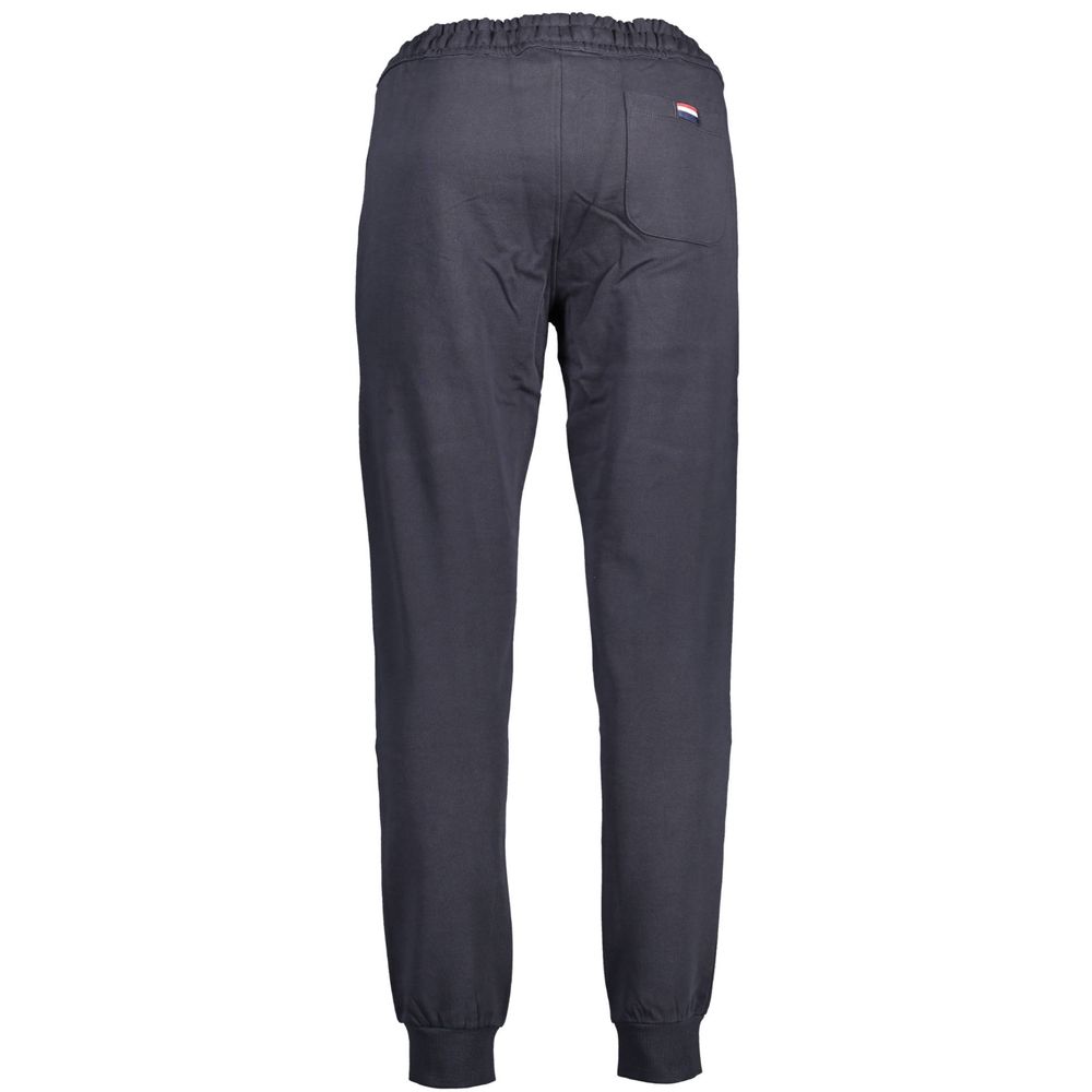 U.S. POLO ASSN. Blue Cotton Pant featuring an elastic waist with laces, 3 pockets, ankle cuff, embroidery, and logo.