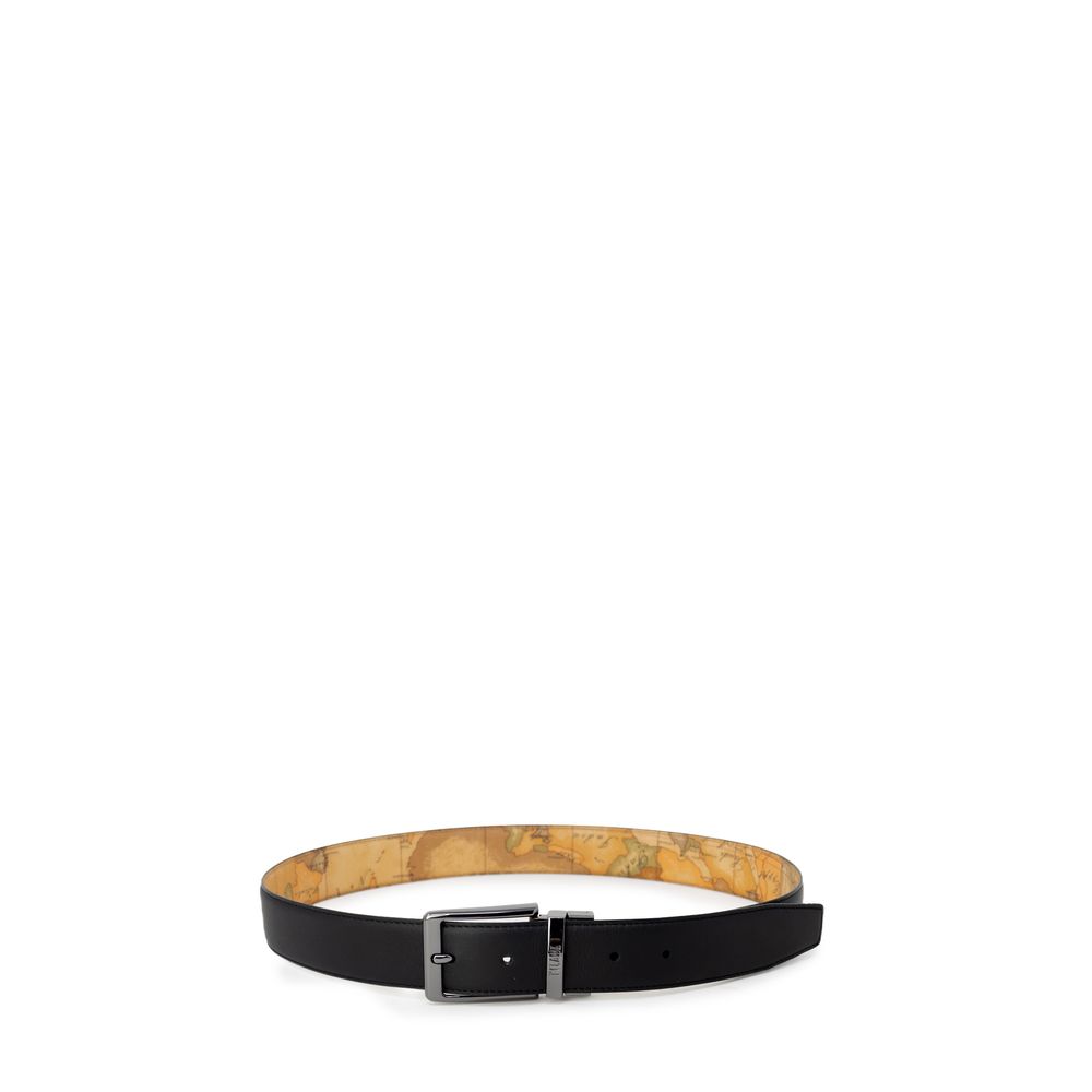 Alviero Martini Prima Classe Black Leather Regular Belt with elegant buckle design