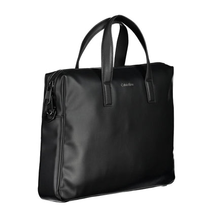 Calvin Klein Black Polyester Accessory briefcase with handles, adjustable strap, internal pocket, laptop compartment, zip closure.