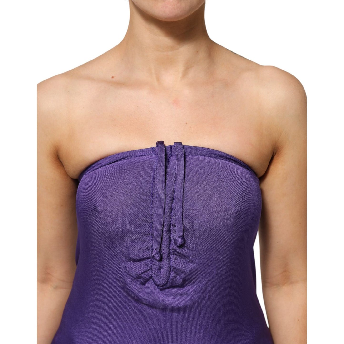 Cavalli Class Purple Viscose Elastane Strapless Bodycon Dress