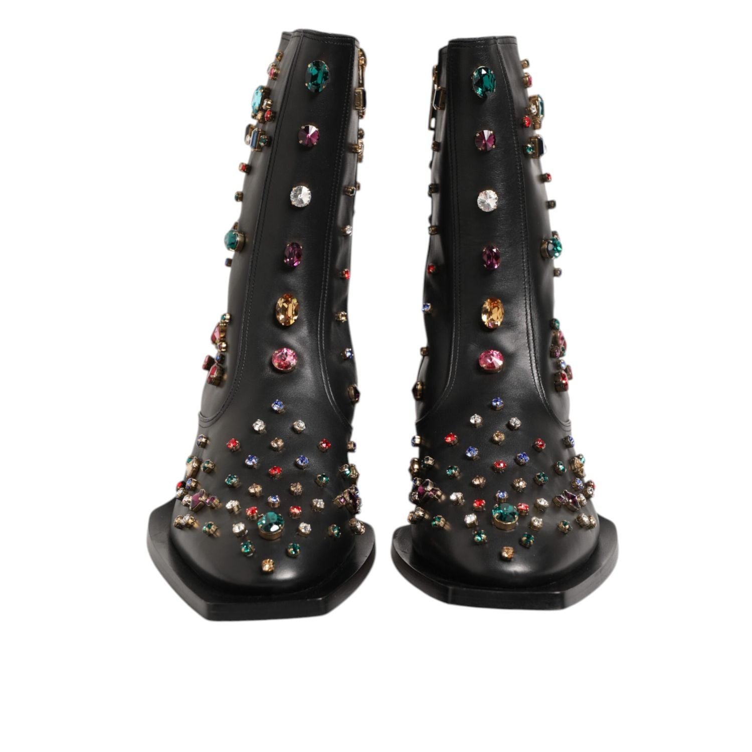 Dolce & Gabbana Black Crystal Embellished Men Short Boots Shoes