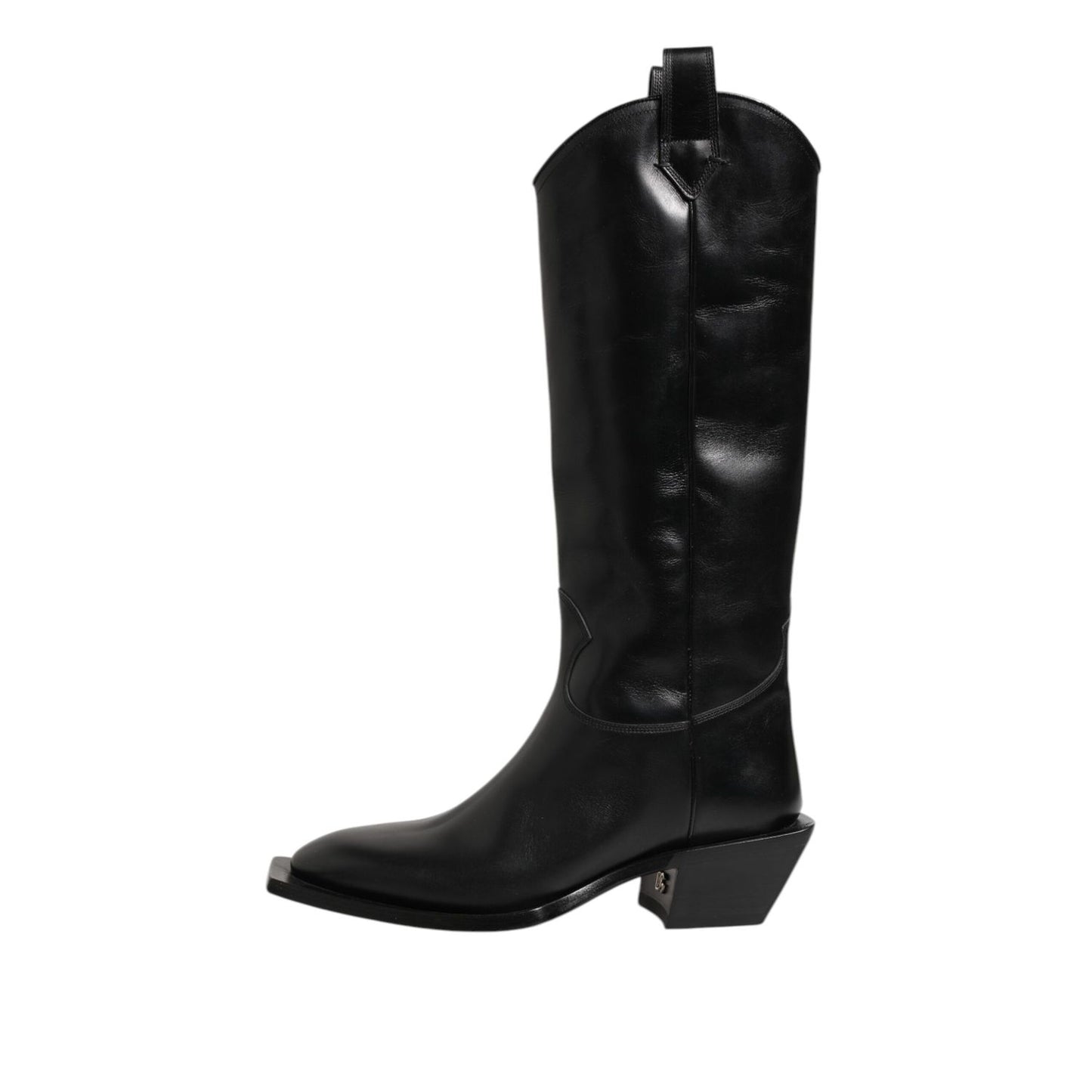 Dolce & Gabbana Black Leather Over The Calf Biker Boots Shoes