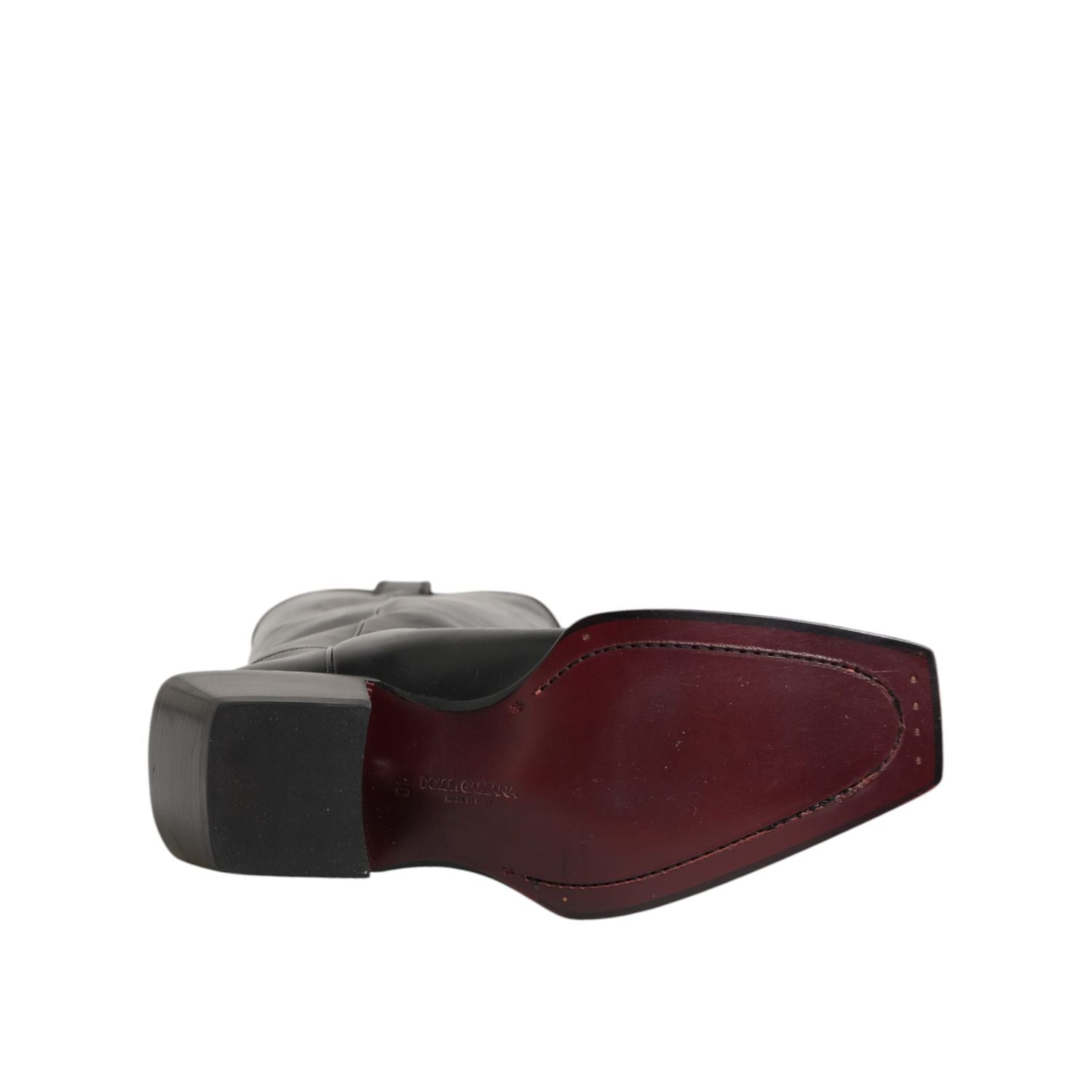 Dolce & Gabbana Black Leather Over The Calf Biker Boots Shoes