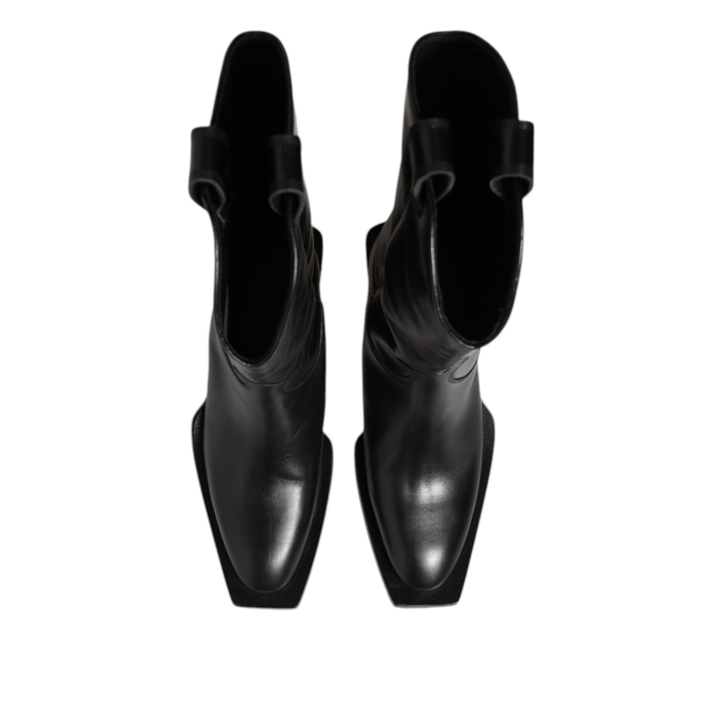 Dolce & Gabbana Black Leather Over The Calf Biker Boots Shoes