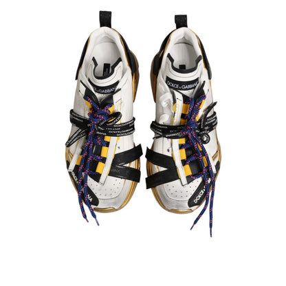 Dolce & Gabbana Multicolor Daymaster Low Top Sneakers Shoes with gold accents and chunky silhouette, seen from top view.