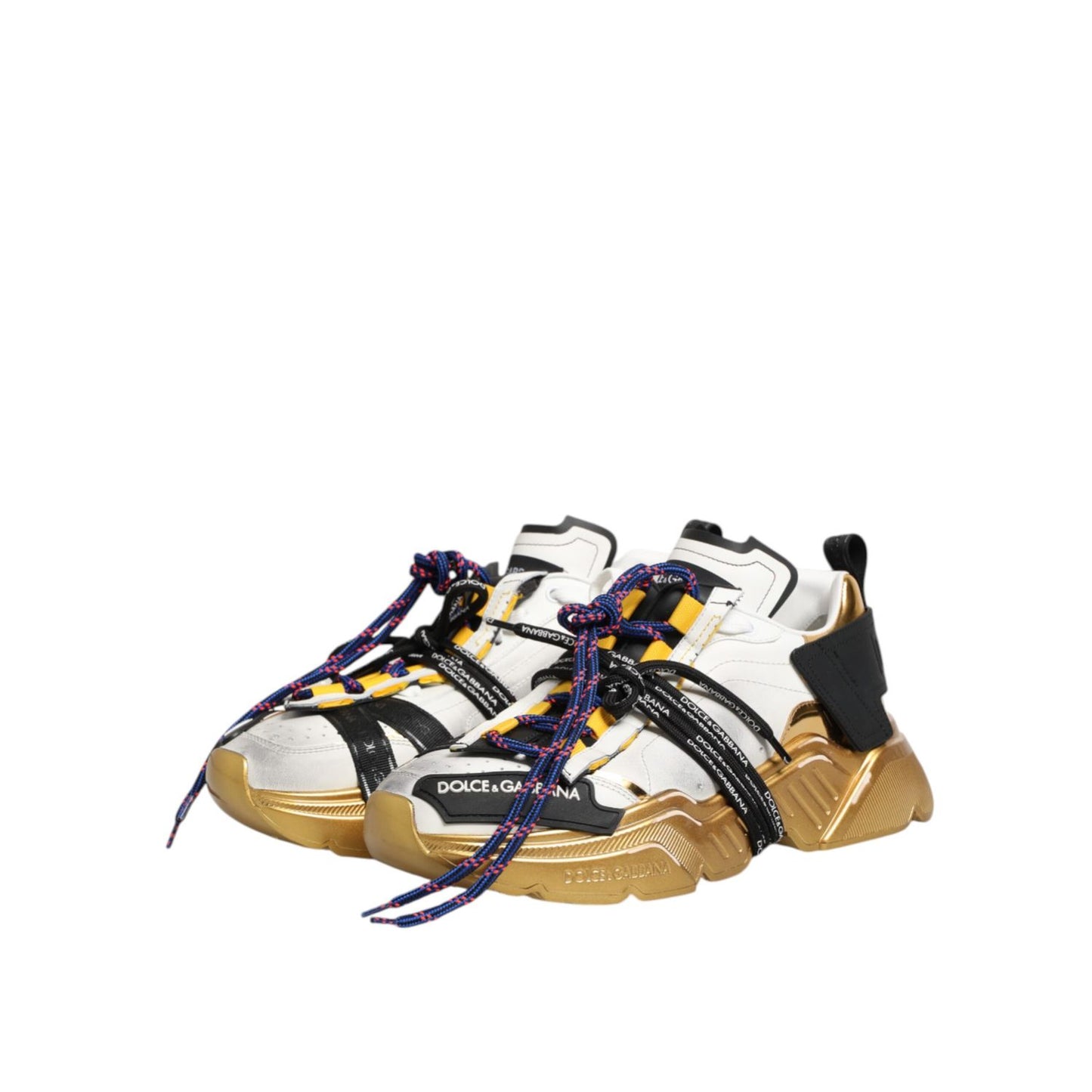 Dolce & Gabbana Multicolor Daymaster Low Top Sneakers Shoes with gold accents and chunky silhouette.