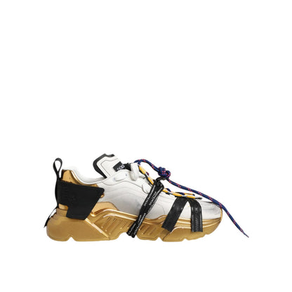 Dolce & Gabbana Multicolor Daymaster Low Top Sneakers Shoes with gold accents and chunky design.
