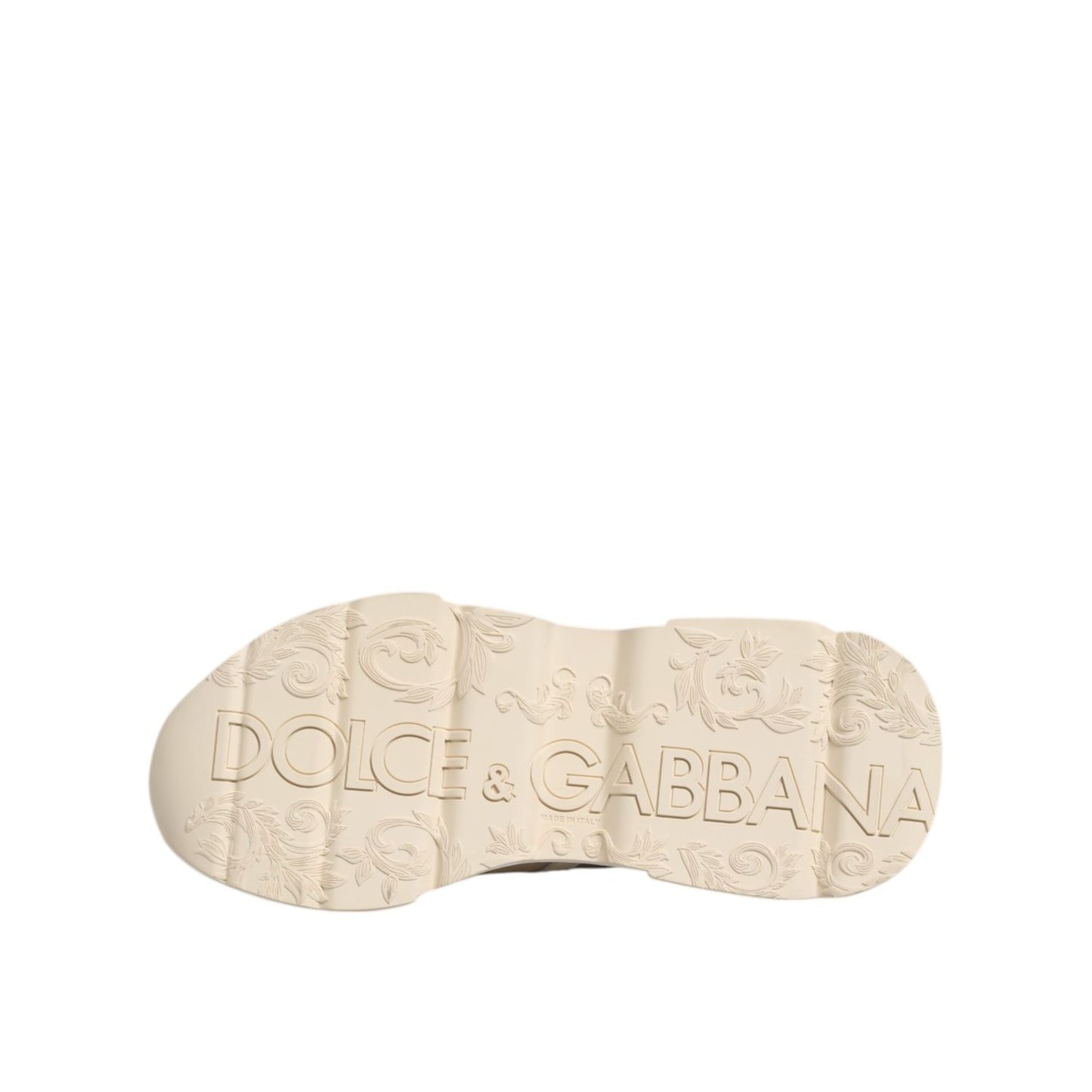 Sole detail of Dolce & Gabbana Multicolor Daymaster Low Top Sneakers Shoes with embossed logo