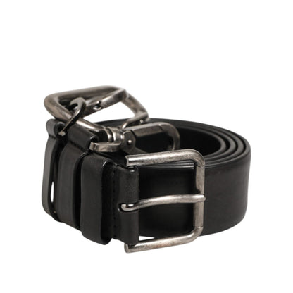 Dolce & Gabbana Black Key Ring Clip Attachments Buckle Belt with silver-tone hardware