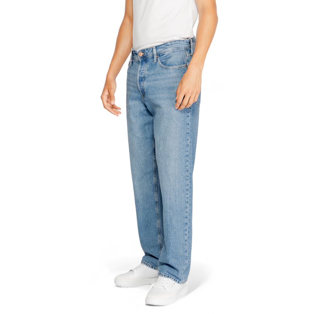 Jack Jones Blue Cotton Relaxed Fit Jeans showcasing casual style and comfort, made from 100% cotton with a regular/loose fit.