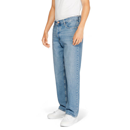 Jack Jones Blue Cotton Relaxed Fit Jeans showcasing casual style and comfort, made from 100% cotton with a regular/loose fit.