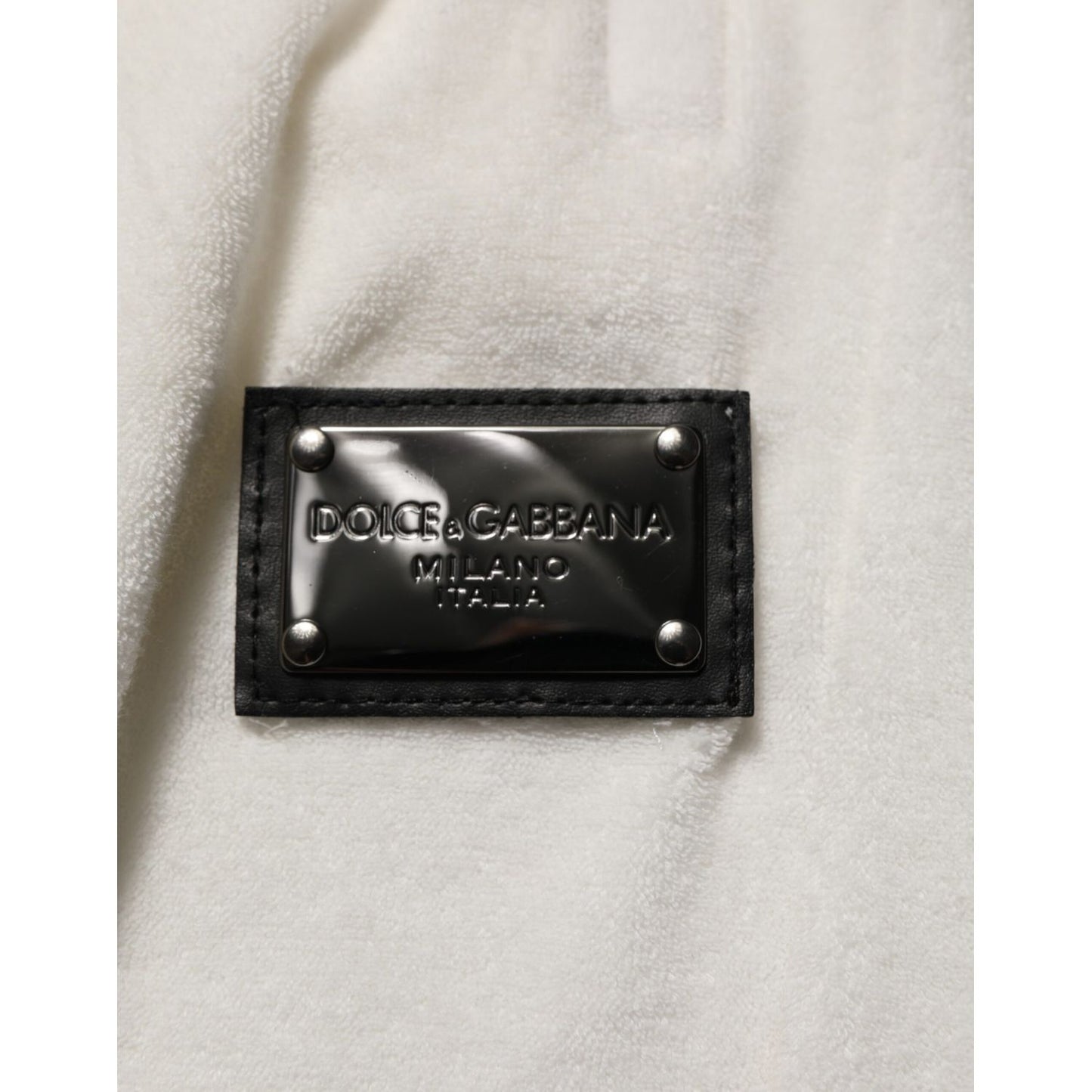 Dolce & Gabbana White Cotton Logo Plaque Men Bermuda Shorts logo plaque detail