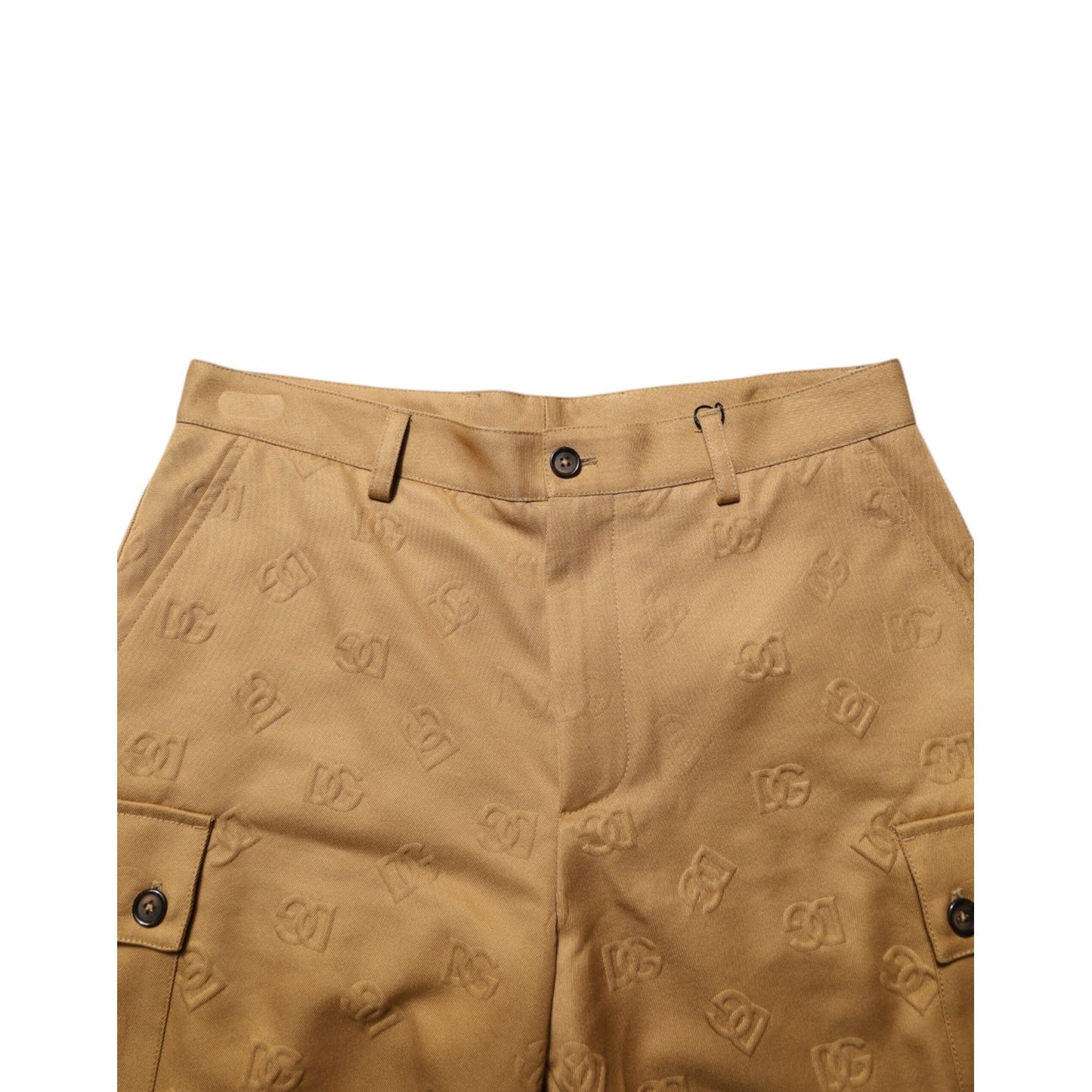 Dolce & Gabbana Brown Cotton Stretch Logo CargoBermuda Shorts with utility design and subtle logo detail for casual outfits.