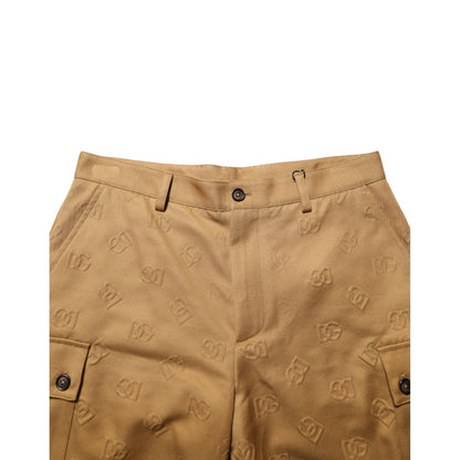 Dolce & Gabbana Brown Cotton Stretch Logo CargoBermuda Shorts with utility design and subtle logo detail for casual outfits.