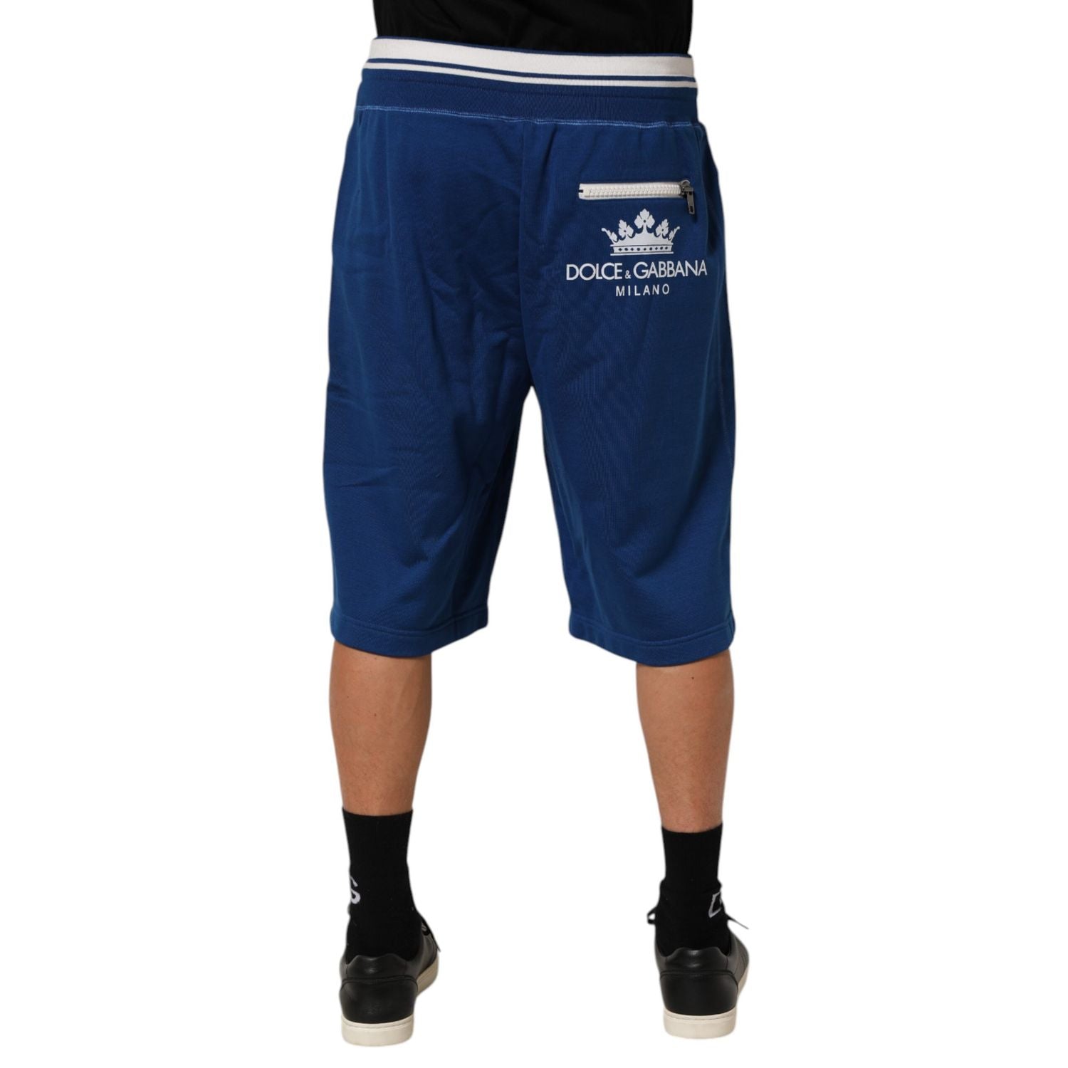 Dolce & Gabbana Blue Cotton Blend Bermuda Sweatpants Shorts