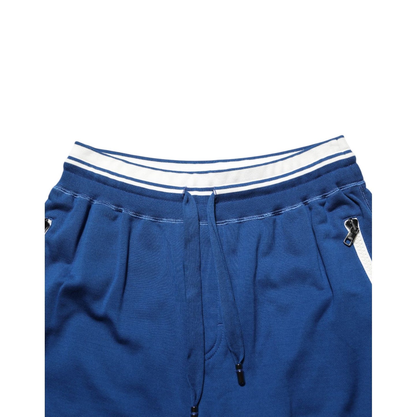 Dolce & Gabbana Blue Cotton Blend Bermuda Sweatpants Shorts with elastic waistband and drawstring detail.