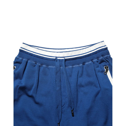 Dolce & Gabbana Blue Cotton Blend Bermuda Sweatpants Shorts with elastic waistband and drawstring detail.