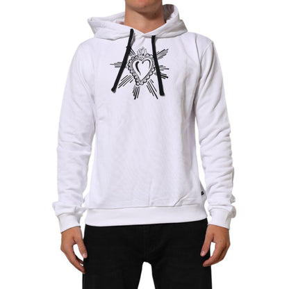 Dolce & Gabbana White Sacred Heart Hooded Sweatshirt Sweater