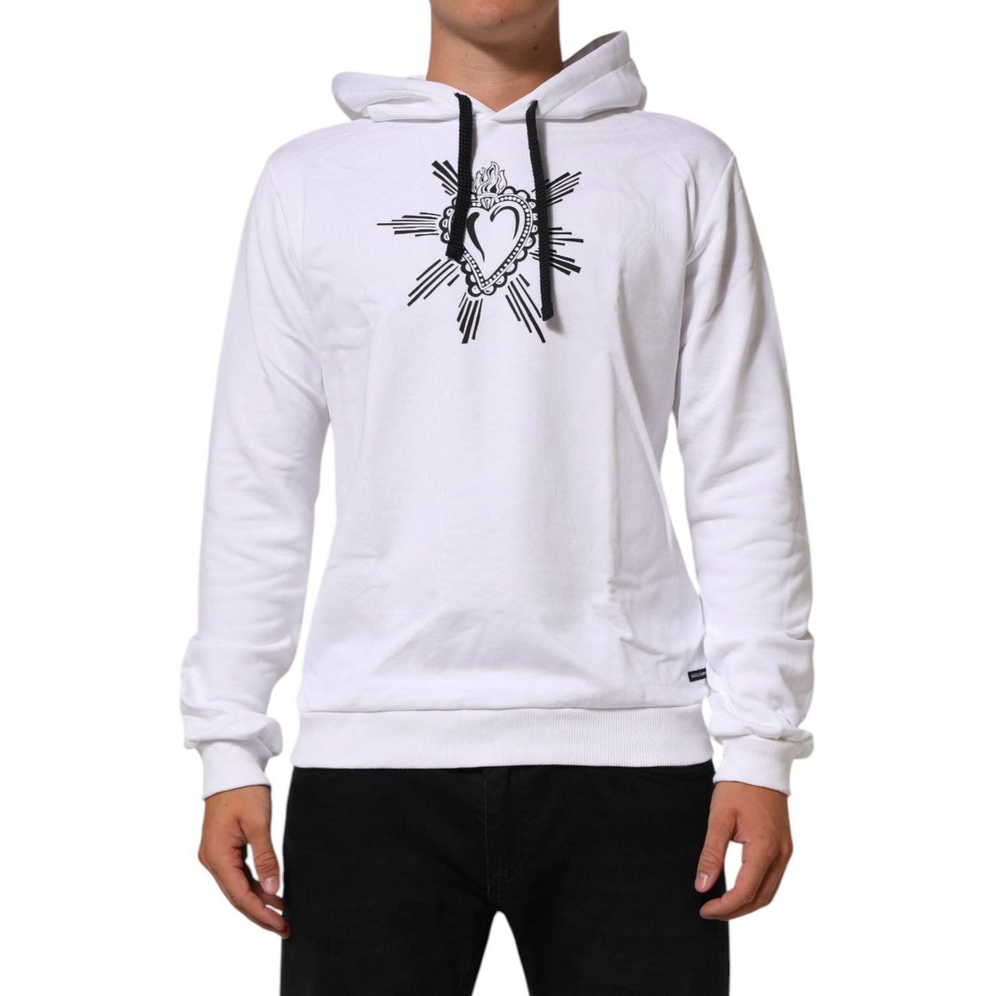 Dolce & Gabbana White Sacred Heart Hooded Sweatshirt Sweater