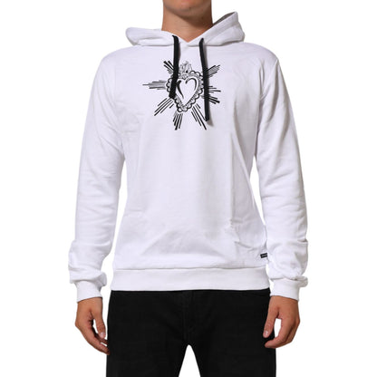 Dolce & Gabbana White Sacred Heart Hooded Sweatshirt Sweater