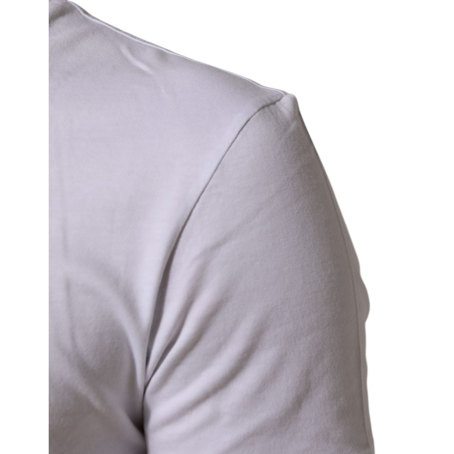 Dolce & Gabbana White Cotton Logo Print Crew Neck Men T-shirt