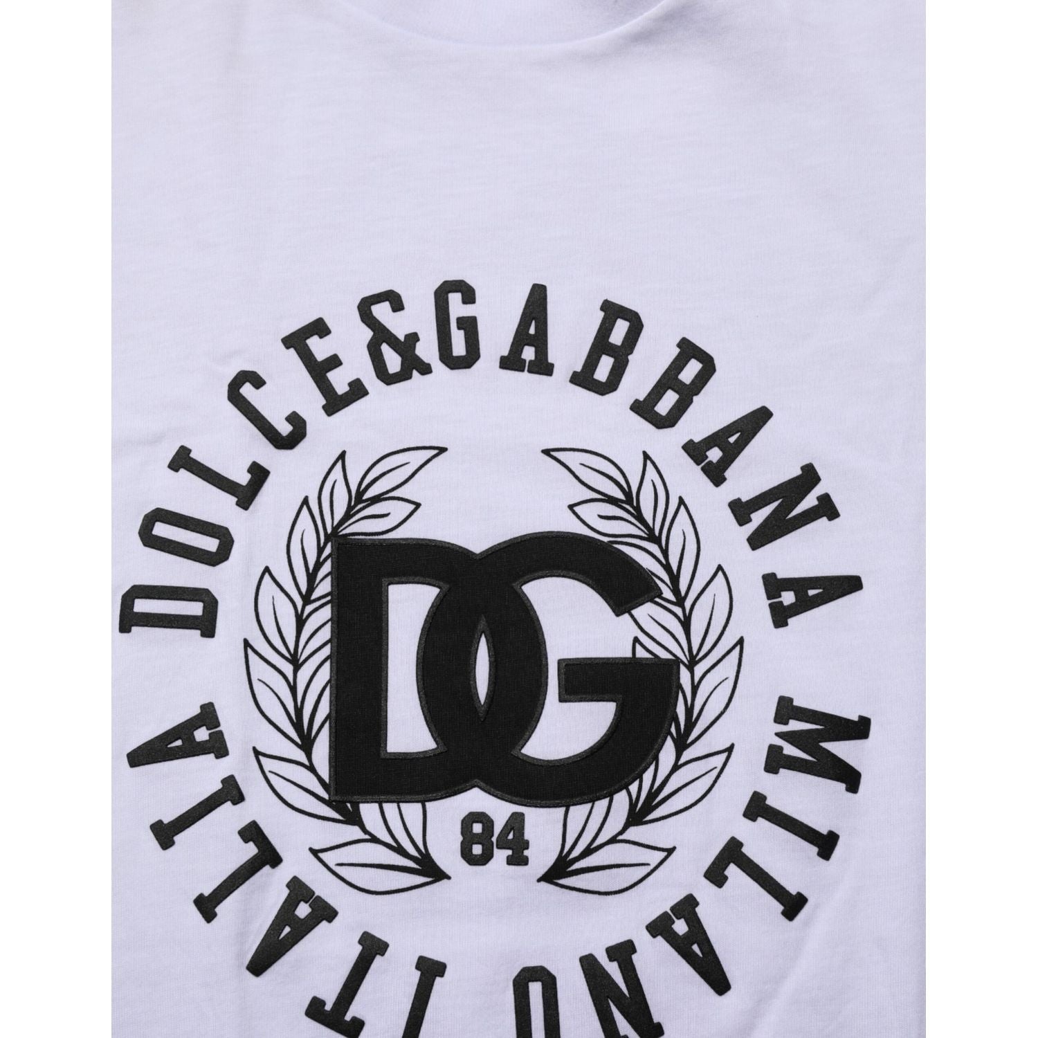 Dolce & Gabbana White Cotton Logo Print Crew Neck T-shirt