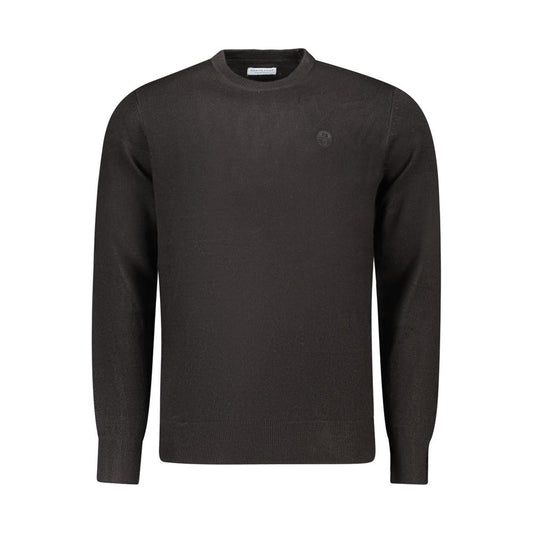 North Sails Black Nylon Sweater with crew neck and logo embroidery, long-sleeved design, high-quality fabric for stylish wear.