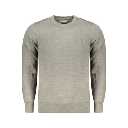 North Sails Gray Nylon Sweater with Long-Sleeves and Crew Neck, Featuring Embroidery and Logo Detailing