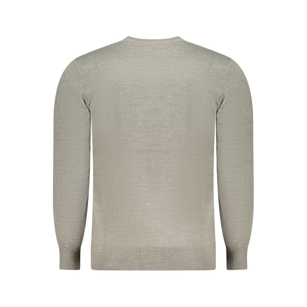 Back view of North Sails Gray Nylon Sweater with long sleeves, crew neck, and embroidered logo.