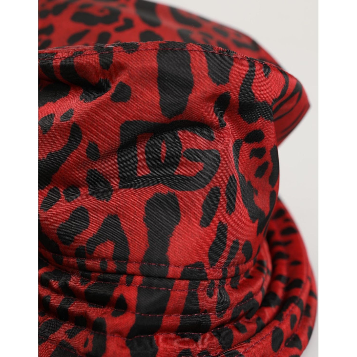 Dolce & Gabbana Red Black Nylon Leopard Print Bucket Men Cap Hat