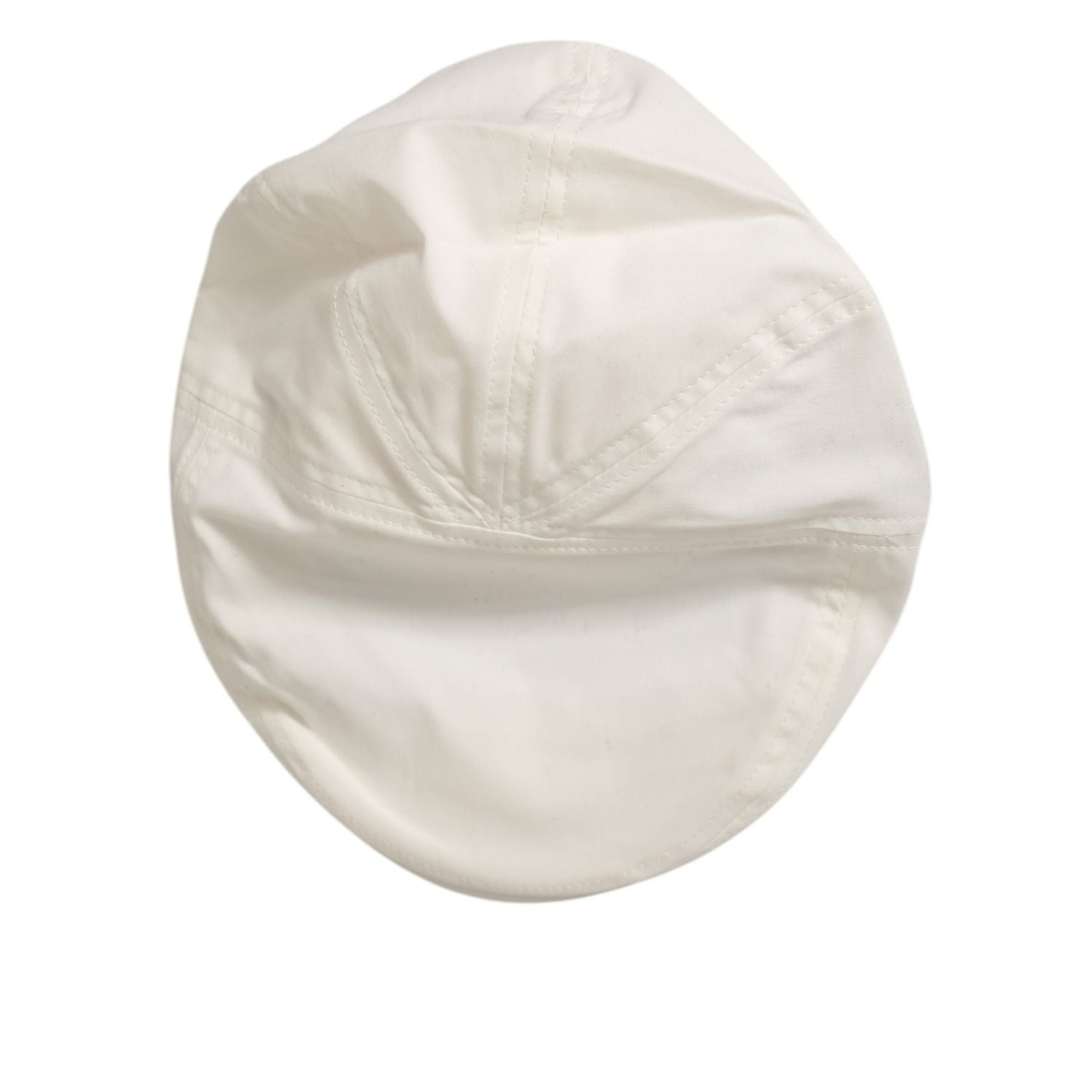 Dolce & Gabbana White Cotton Blend Leather Trim Flat Men Cap Hat