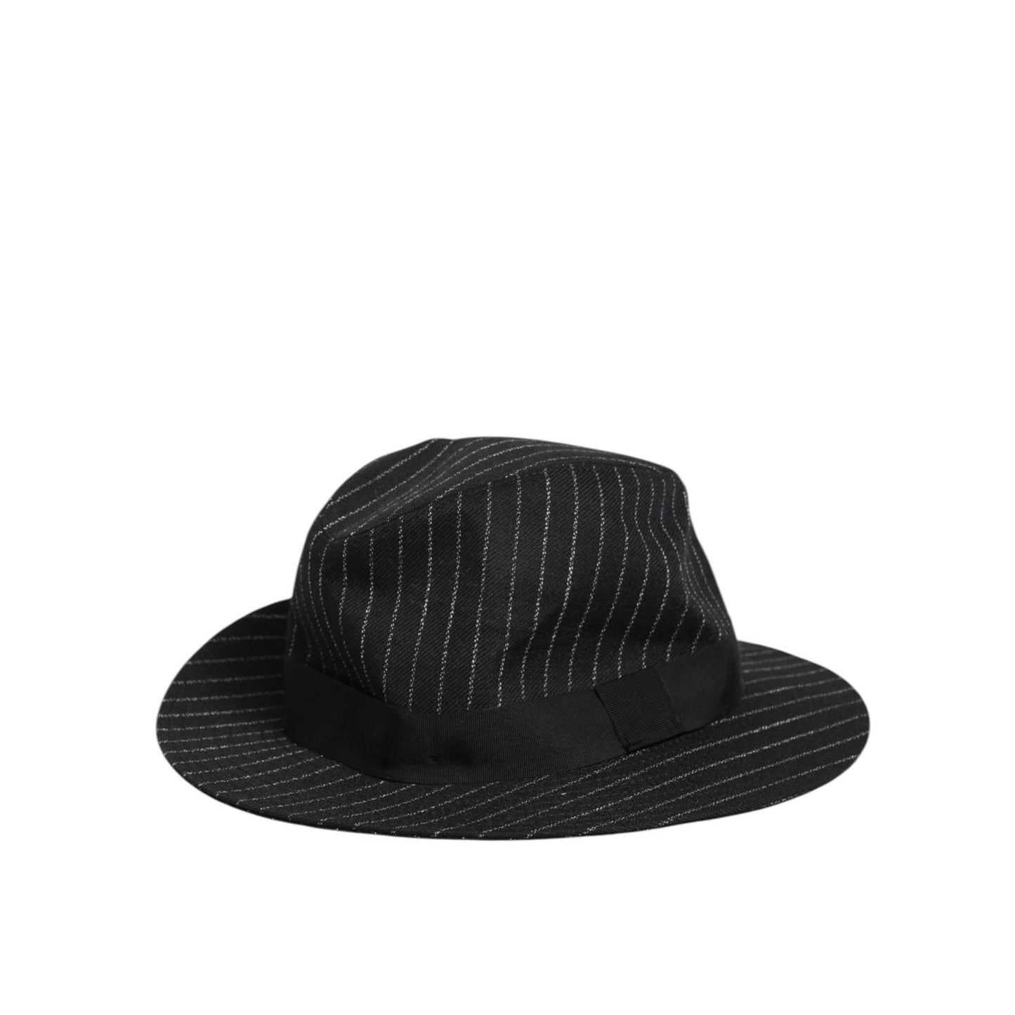 Dolce & Gabbana Black Striped Virgin Wool Men Fedora Capello Hat