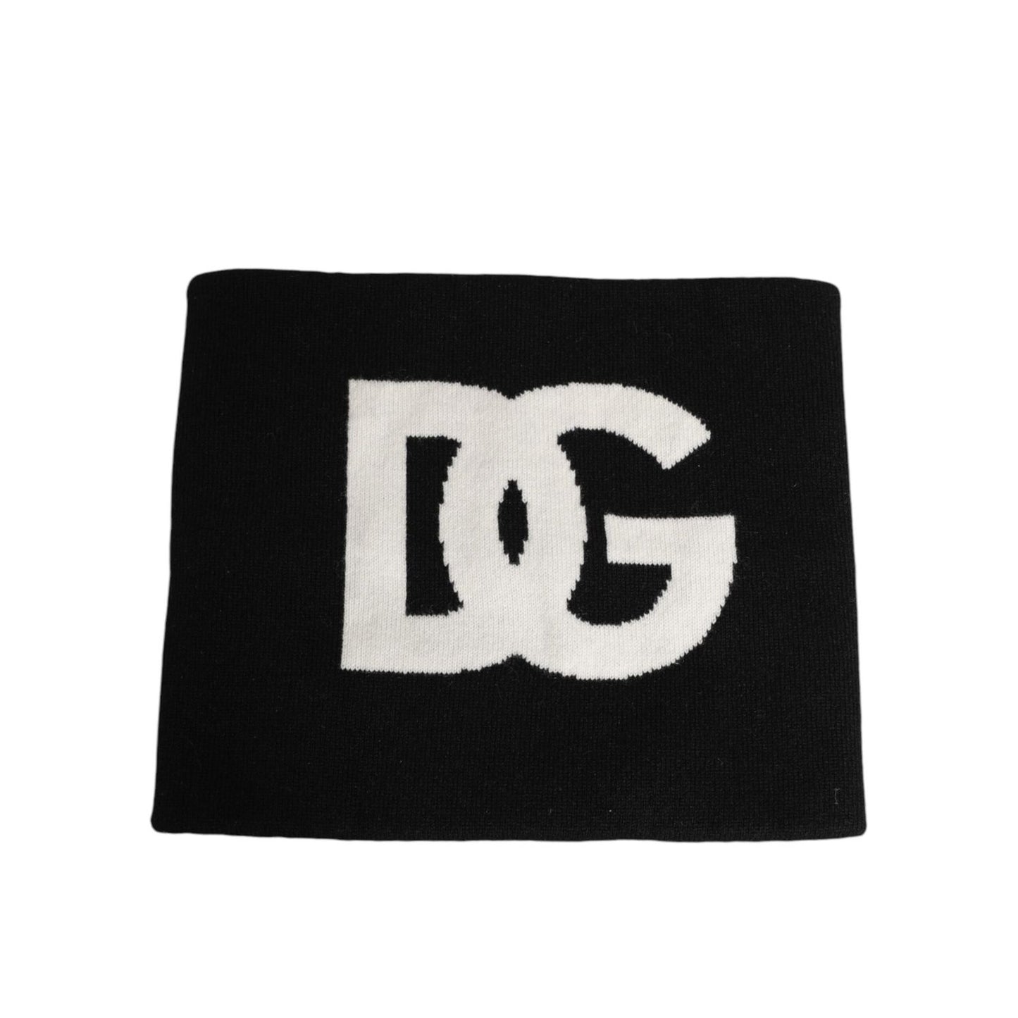 Dolce & Gabbana Black D&G Logo Cashmere Knitted Men One Size Scarf