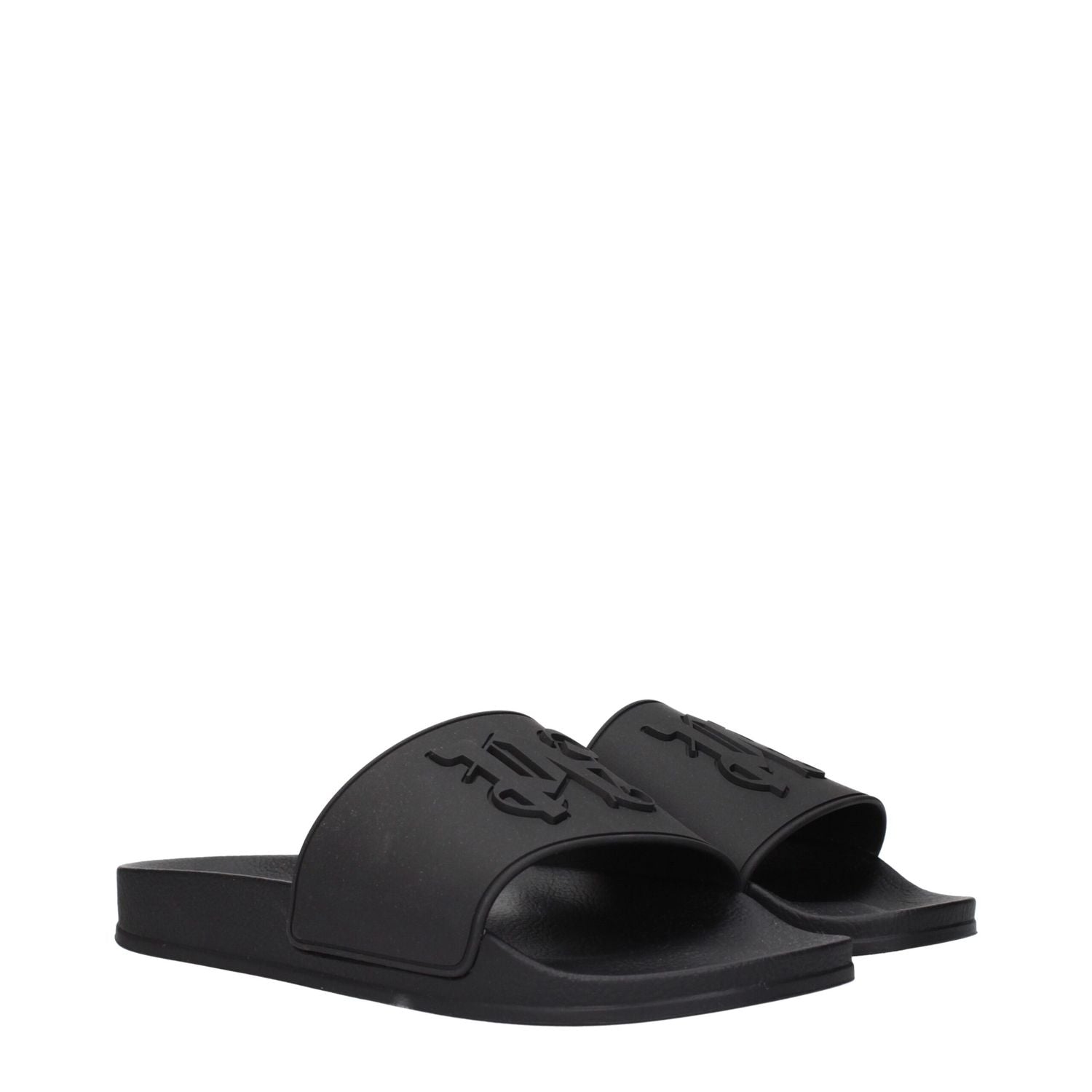 Palm Angels Black Cotton Slippers
