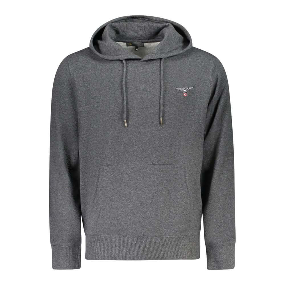 Accademia Militare Gray Recycled Cotton Men Sweater with hood and central pocket