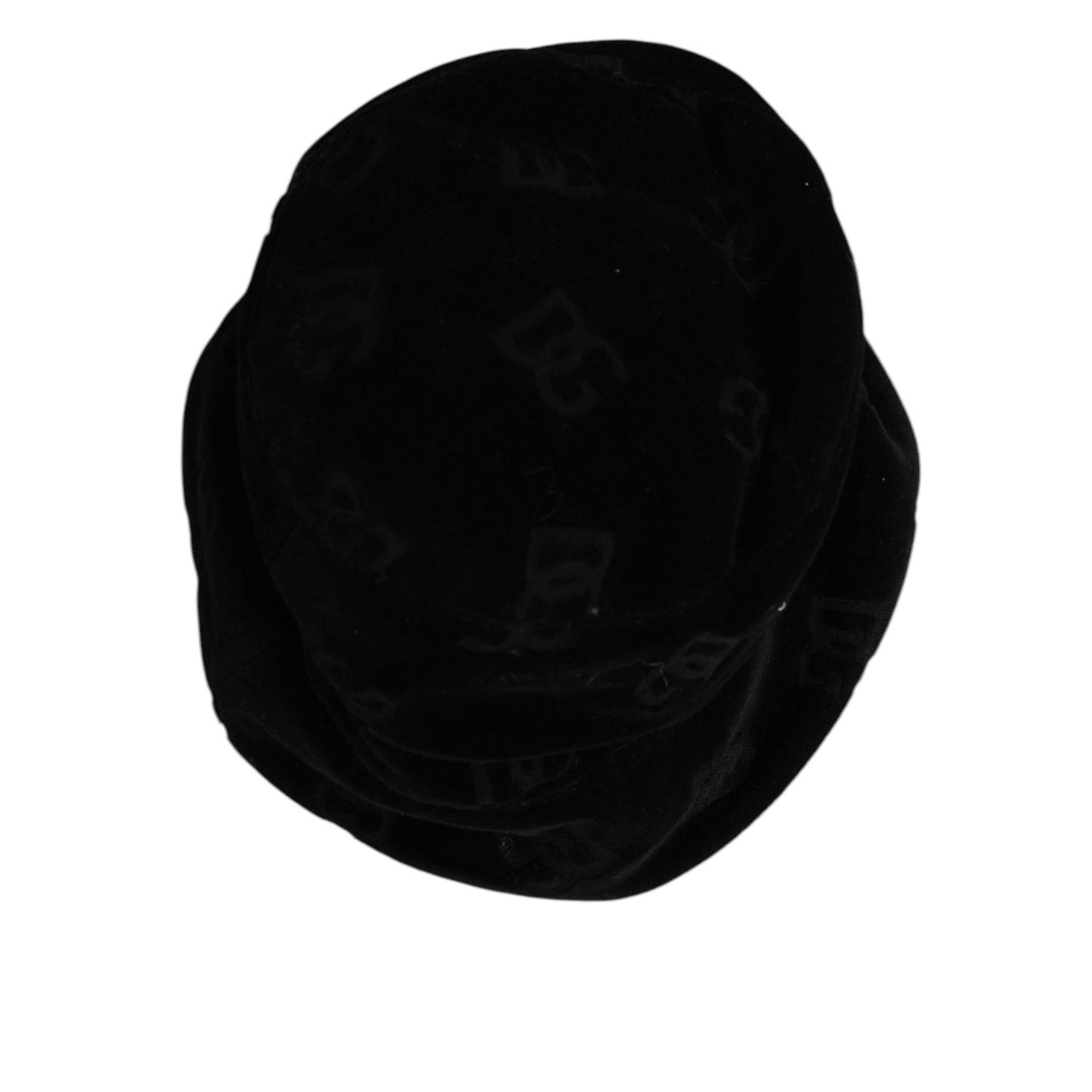 Dolce & Gabbana Black Cotton Suede Bucket Logo Capello Hat