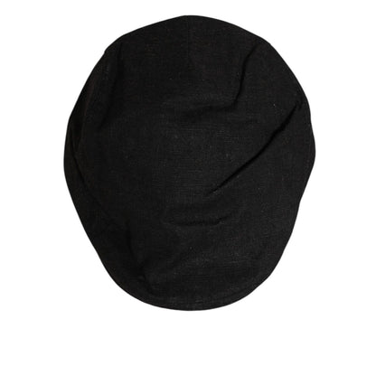Dolce & Gabbana Black Cotton DG Logo Newsboy Cloth Capello Hat