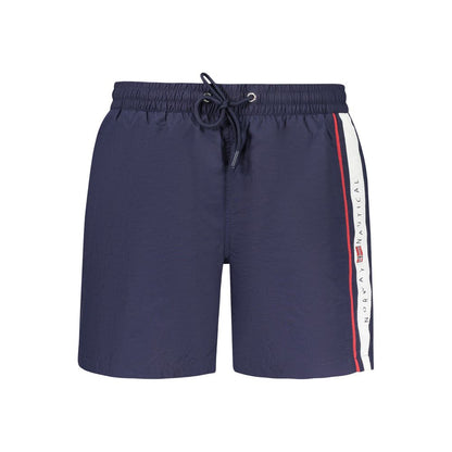 Norway 1963 Blue Polyamide Swimwear with elastic waist, laces, contrasting details, and logo print.