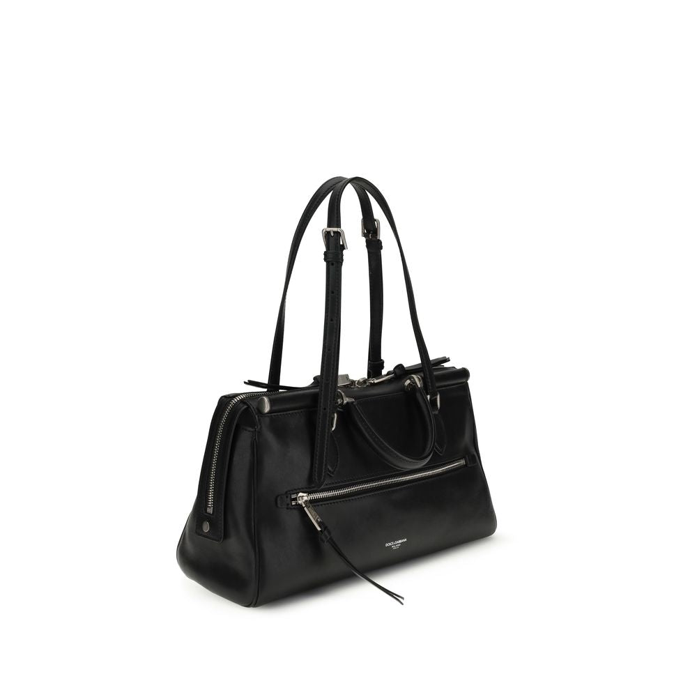 Dolce & Gabbana Black Calf Leather Bos Taurus Shoulder Bag